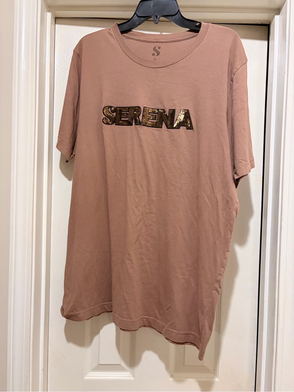 S by Serena Men's Short-Sleeve Tee in Dusty Rose with Sequin Logo
